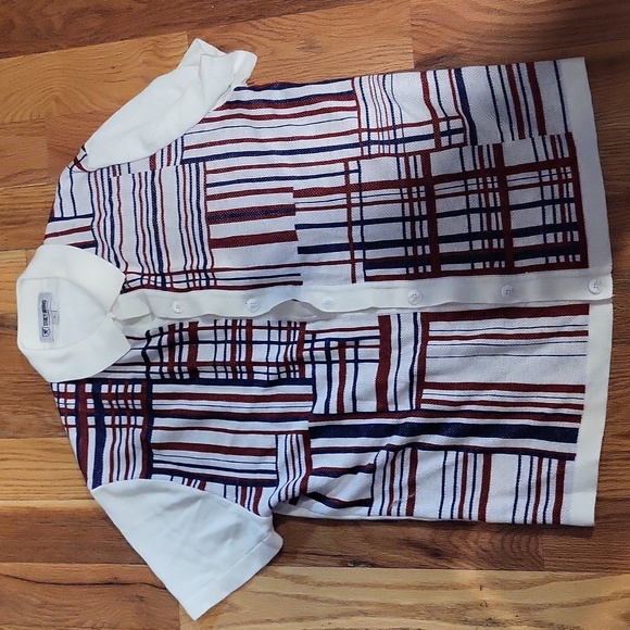 Stacy Adams Other - Stacy Adams Mens Knit 1960s StyleCasual Shirt Navy blue & bugandy